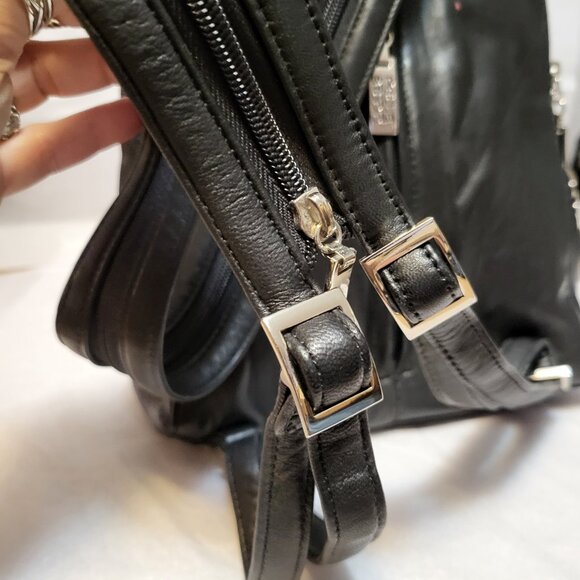 PELLE STUDIO FOR WILSONS LEATHER VINTAGE BLACK SLING BACKPACK - Picture 5 of 6